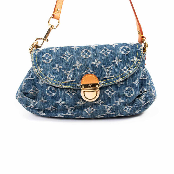 Louis Vuitton Blue Denim Mini Pleaty Monogram Satchel