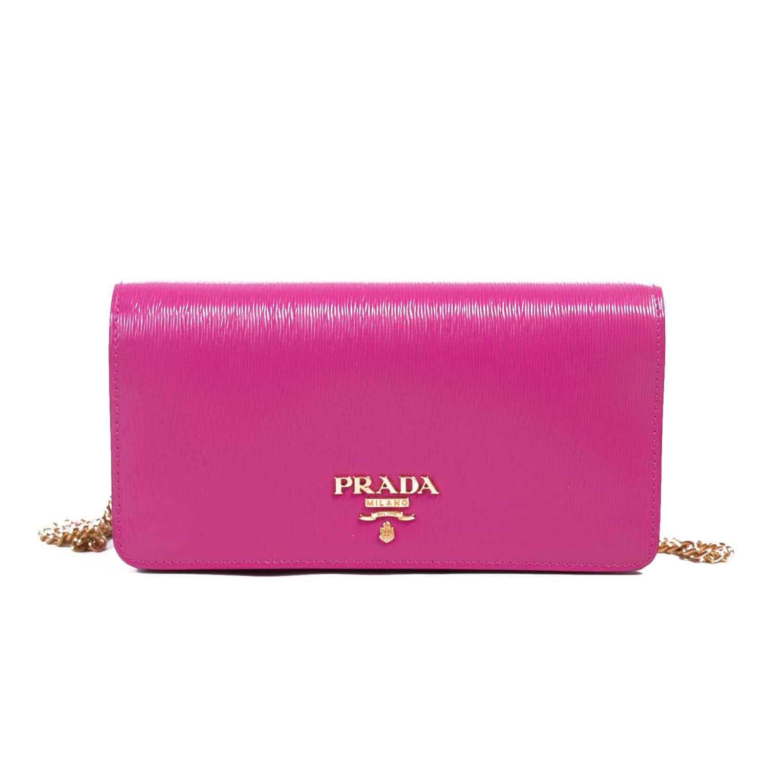 Prada Saffiano Leather Wallet-on-Chain, Light Gray (Pomice)