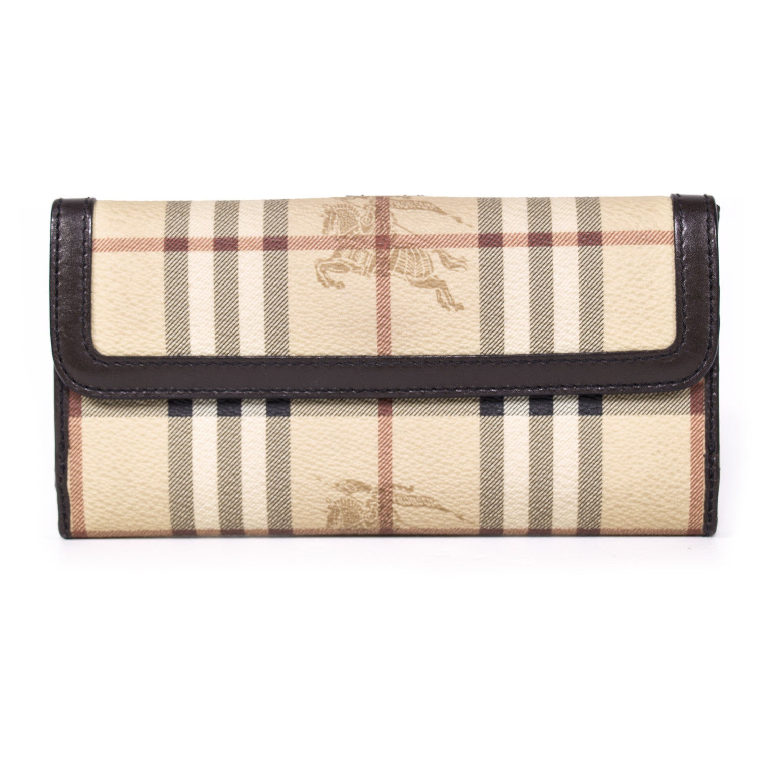 Burberry Beige/Brown Haymarket Check Pvc and Leather Continental Wallet  Burberry