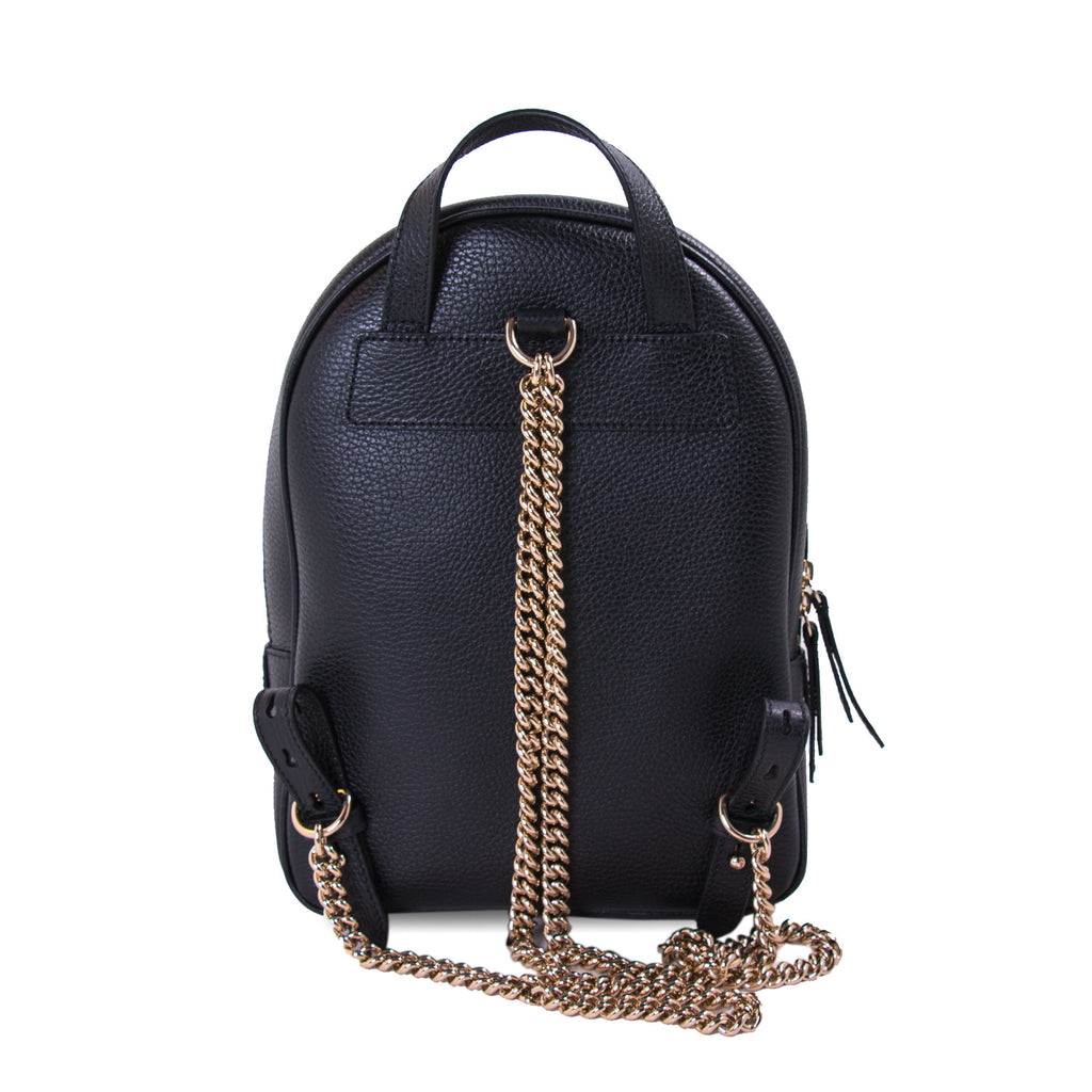 Shop GUCCI Unisex Plain Leather Logo Outlet Backpacks by Smartlondon