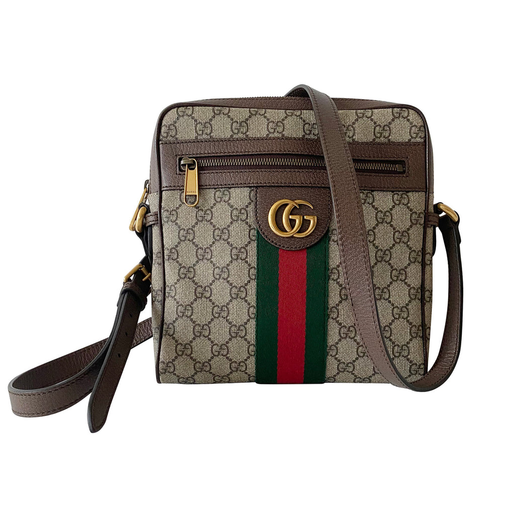 Sac bandoulière ophidia compartment messenger en toile Gucci Noir